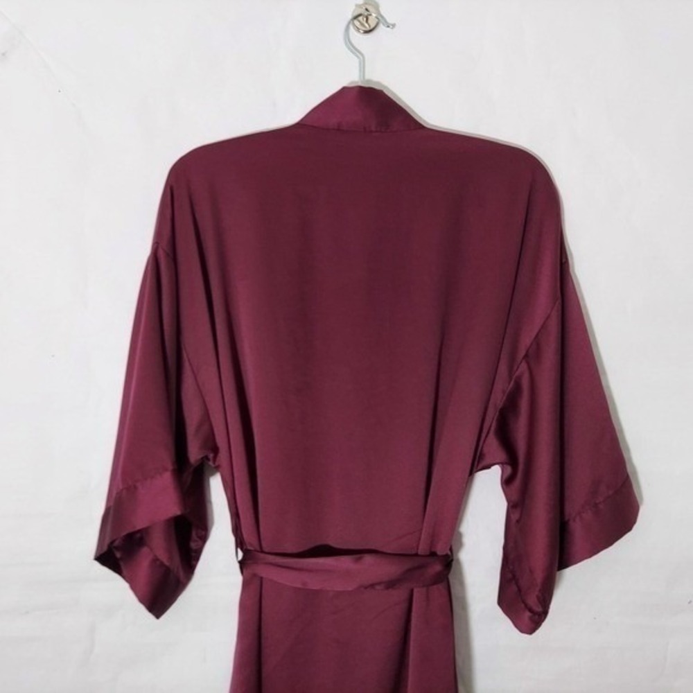 Victoria Secret Robe XS Purple Bridal Getting Ready Kimono Boudoir Satin Wrap - Picture 8 of 11
